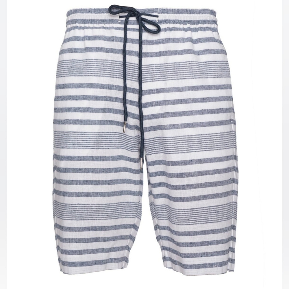 Paisley and Gray Blue Stripe Slim Fit Jogger Short